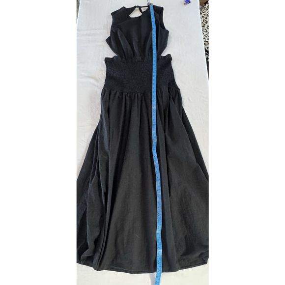 SNDYS Black Cotton Cutout Smocked Maxi Dress Boho Minimalist Size XL - Picture 12 of 15